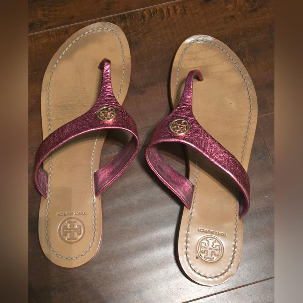 PRE OWNED Tory Burch PINK SPARKLY SIZE 10M Sandals